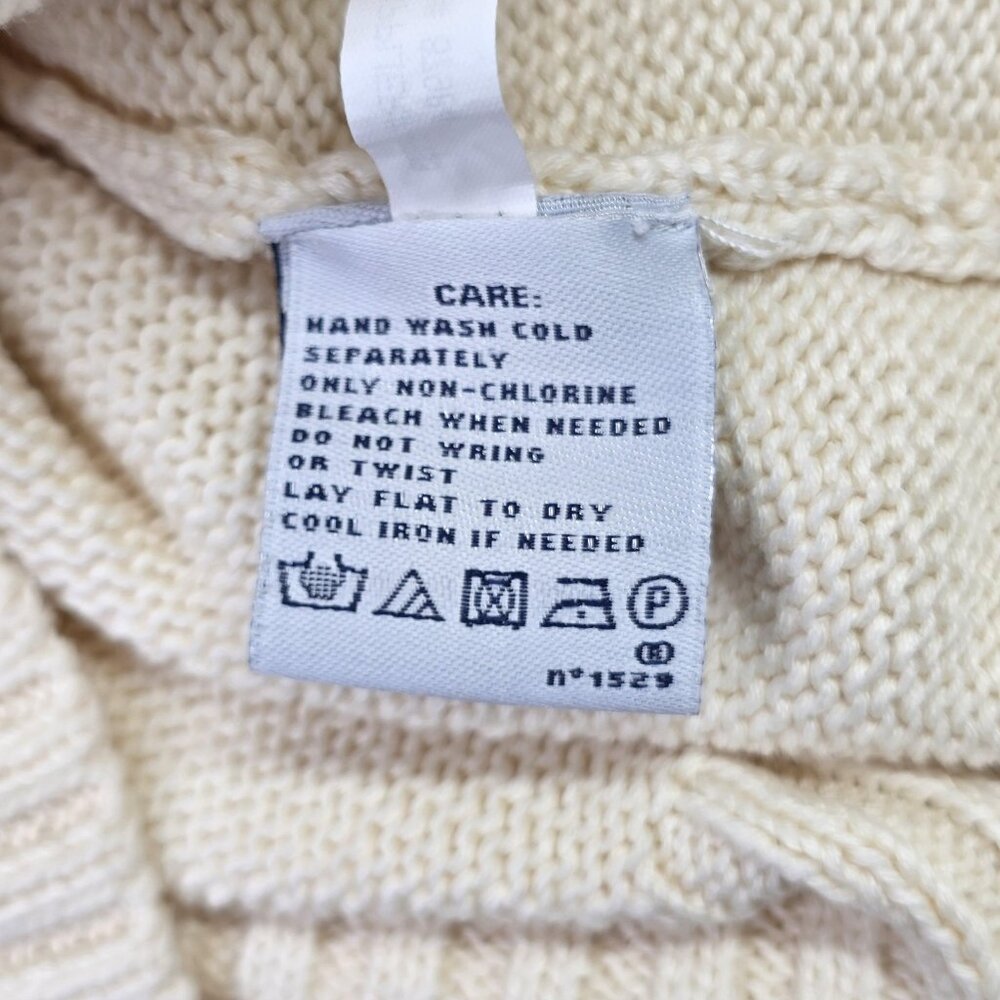 Ralph Lauren Sport Sweater Womens Large Cream Full Zip Cable Knit Cotton Logo - Picture 13 of 13